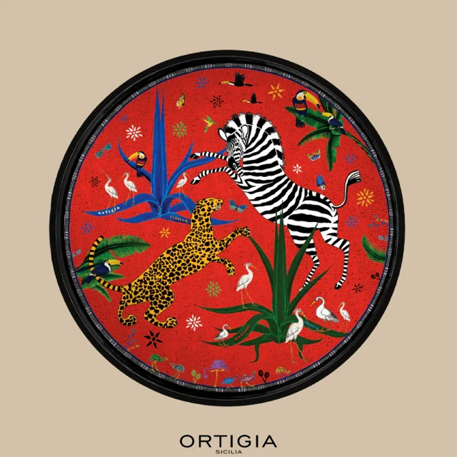 Ortigia Tray Jungle Red (40×40 cm)