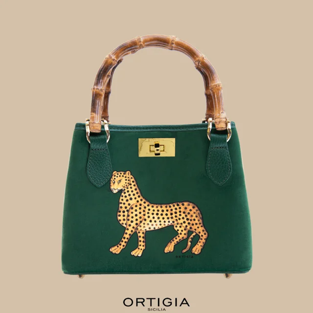 Ortigia Velvet Bamboo Bag Green Jewel