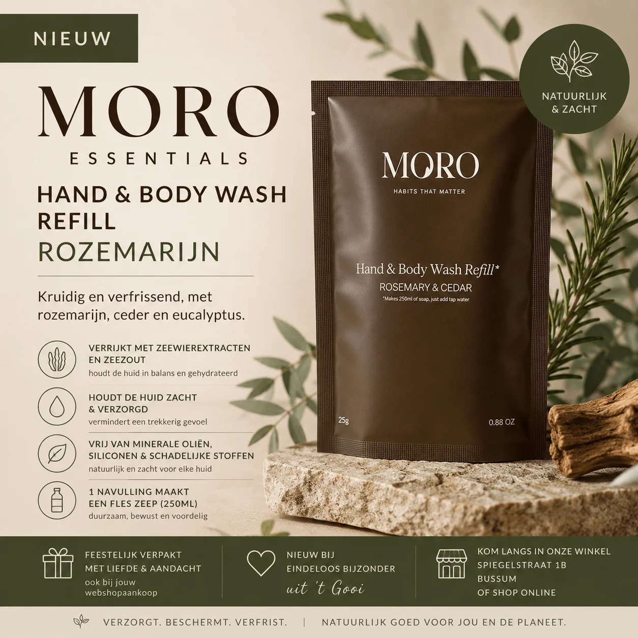 MORO Essentials Hand & Body Wash Refill ROZEMARIJN